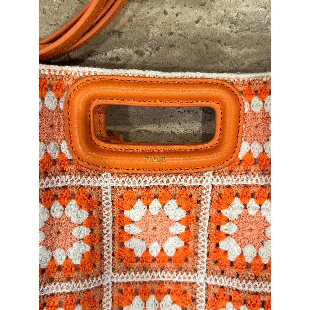 NEW NWT Maje Crochet M Bag Orange Floral Print Clutch/Crossbody - Picture 5 of 9
